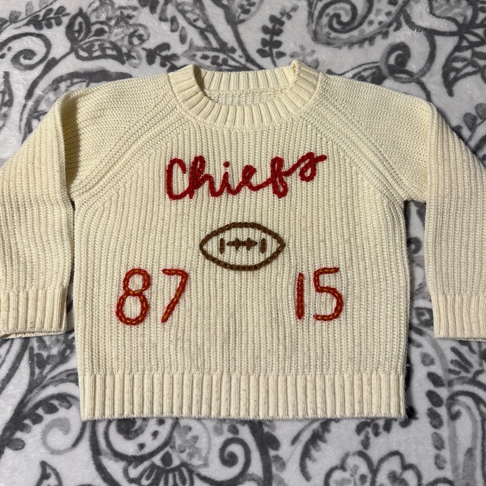 Chiefs hand embroidered sweater 4T